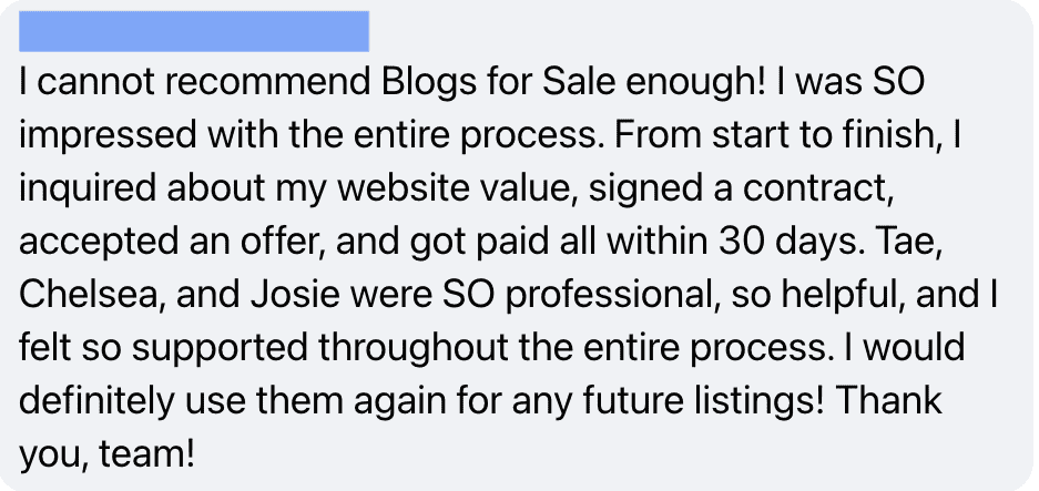 buy and sell websites at niche investor testimonial