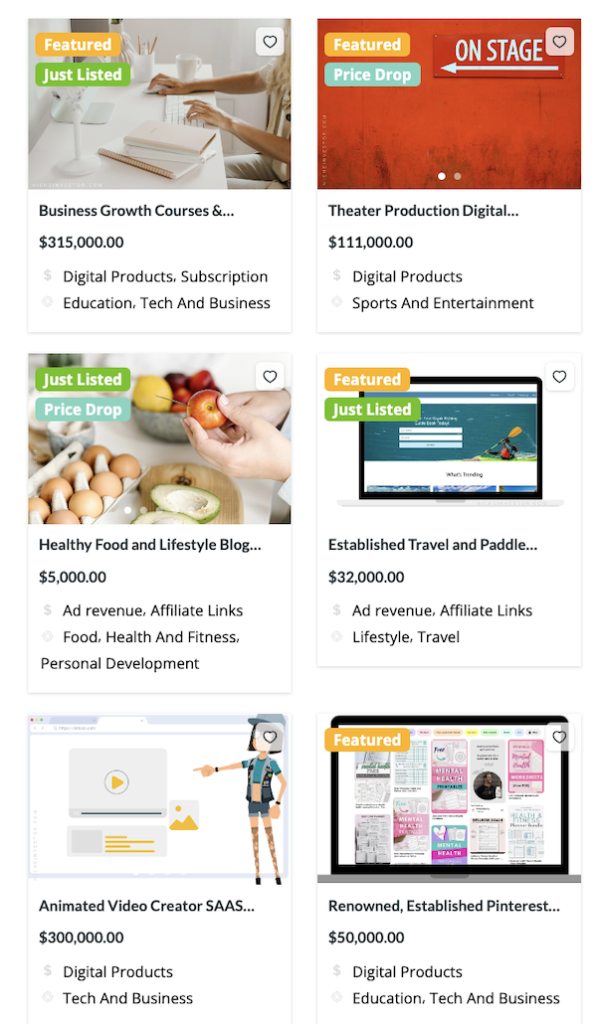 examples of different websites for sale to see how to blog that fits your skillset