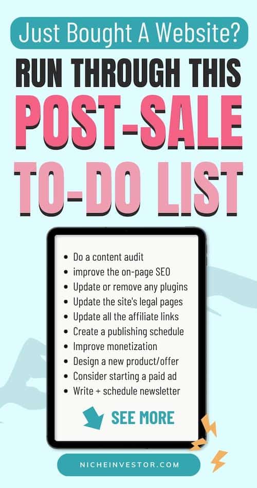 Post sale checklist after buying a website