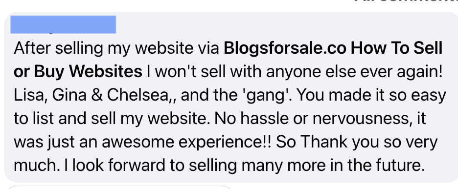 where to sell your blog niche investor marketplace_testimonial