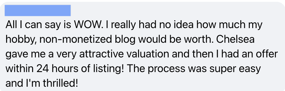 where to sell your blog niche investor marketplace_testimonial