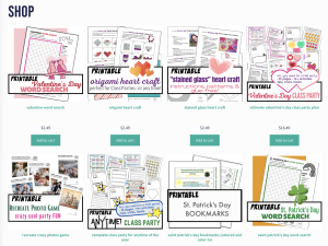 educational activities printables shop page