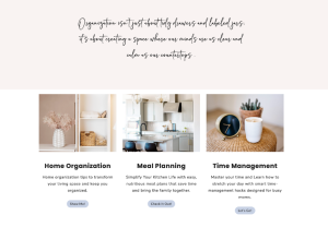 home organization category webpage