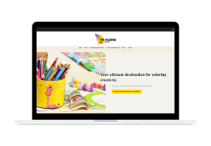 coloring books and pencils on website homepage