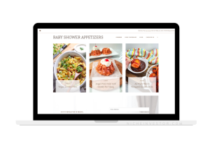 appetizers on homepage of baby shower website