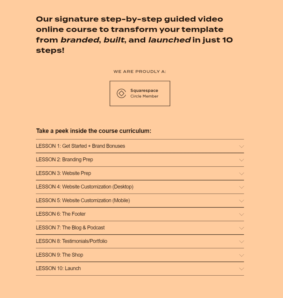10-module squarespace theme course
