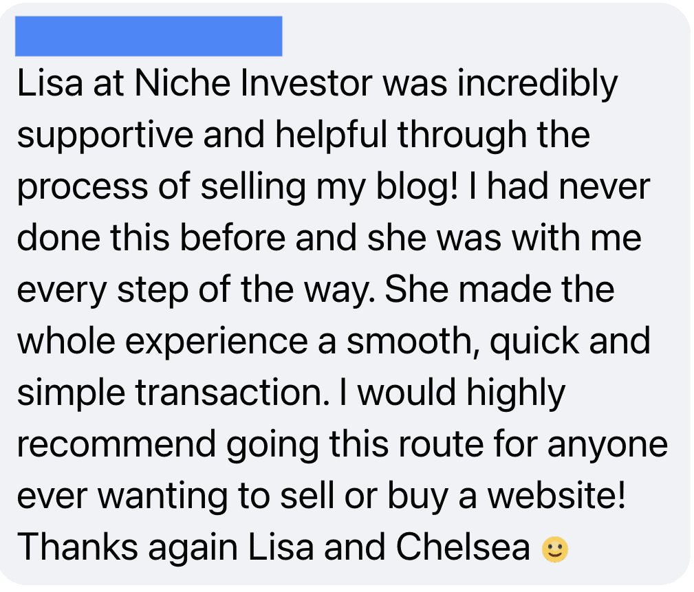 seller experience testimonial nicheinvestor