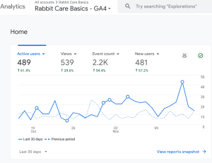 Rabbit Care Basics last 30 days analytics