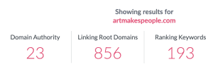 moz DA for art makes people site