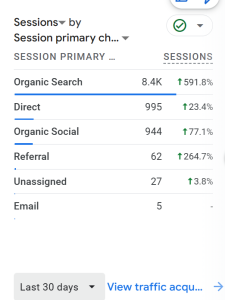 outdoor activities website traffic source analytics